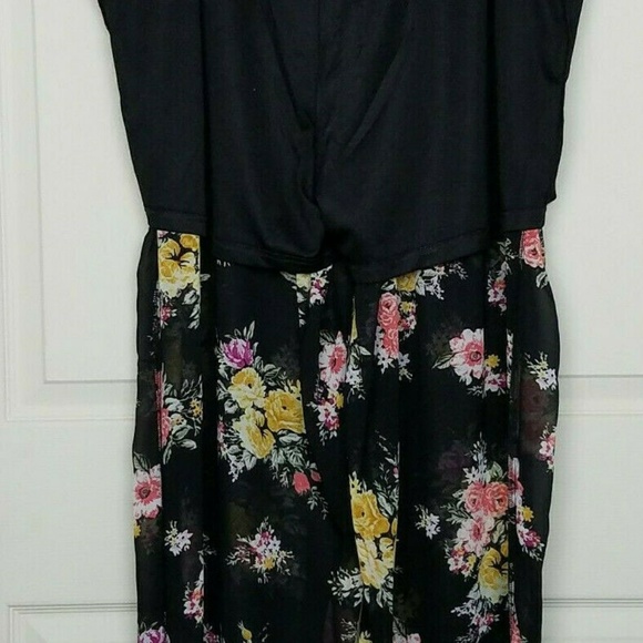 Torrid Wide Leg Pants Black Floral Chiffon 3X - Picture 4 of 5